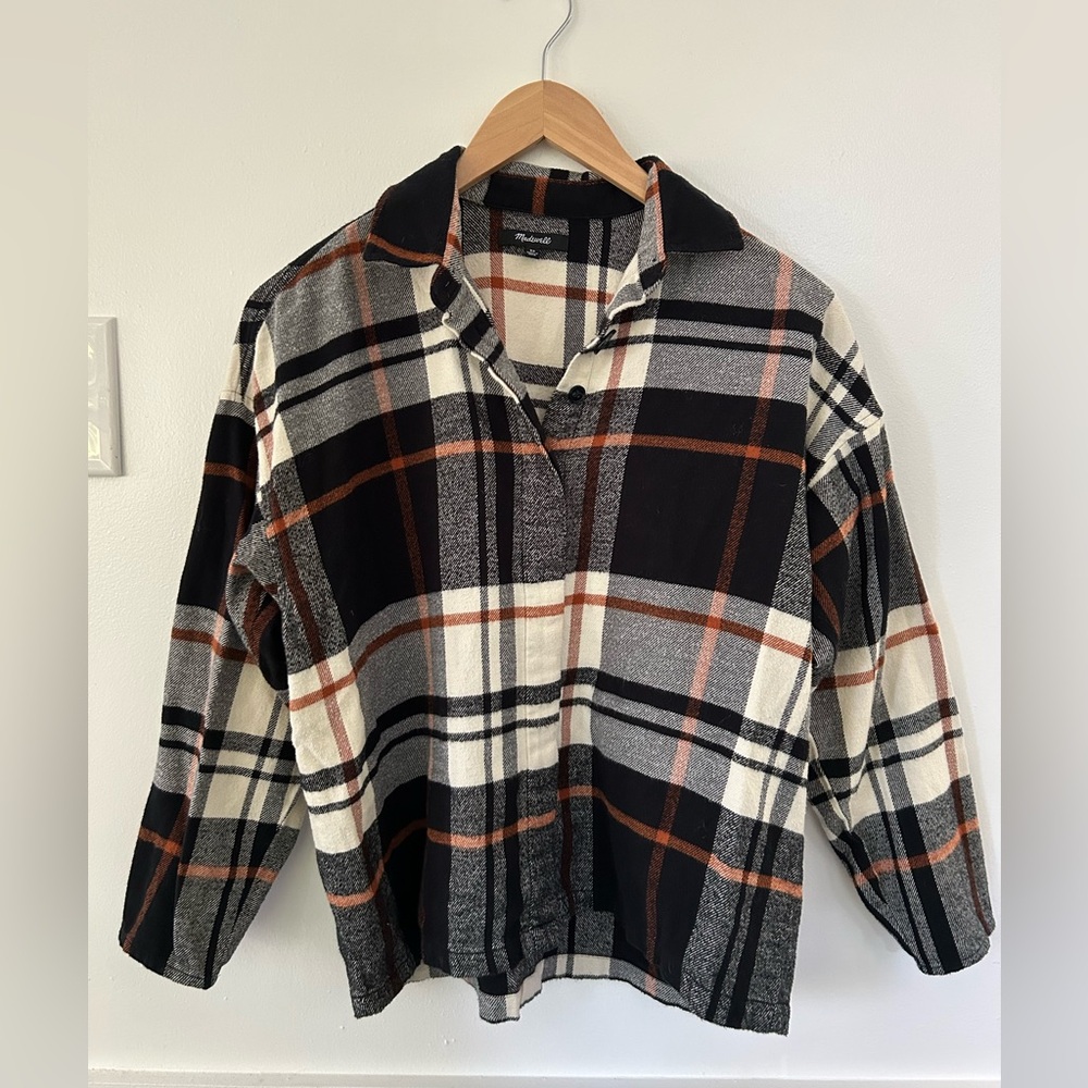 Madewell Checkered Shirt in Black, White, and Brown